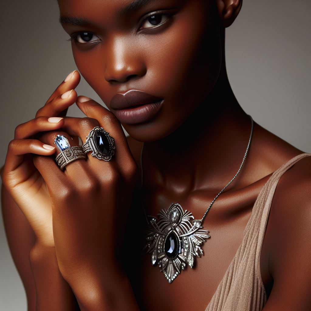 Femme noire portant un bijou vintage