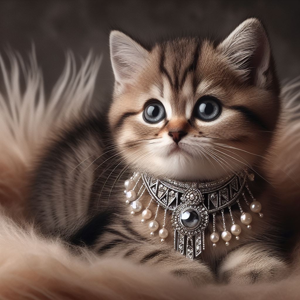 Chaton avec un collier art déco