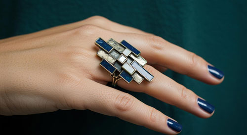 Bague art déco composée de rectangles