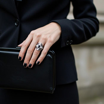Bague art déco en émail noir