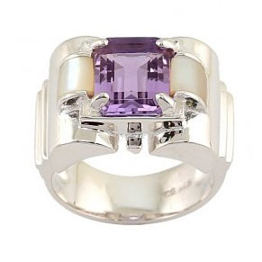 Bague tank vintage sertie d'améthyste