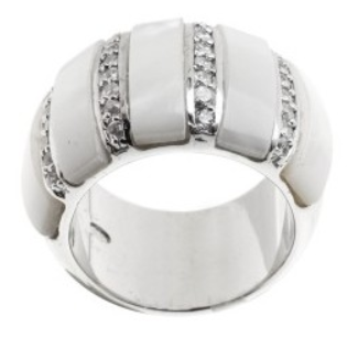 Bague sertie de zirconium et nacre