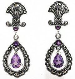 boucles d'oreilles vintage serties d'améthyste