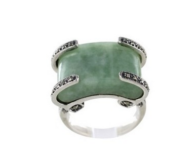 Bague vintage en argent et pierre de jade