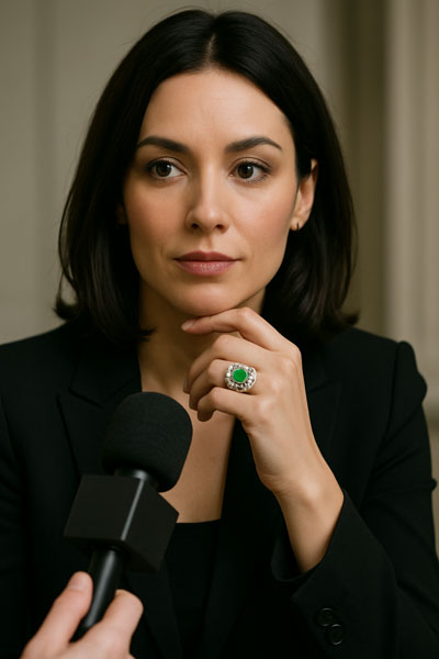 femme en interview avec une bague art déco